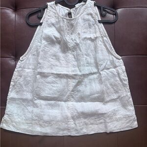 Everlane high neck linen tank bone